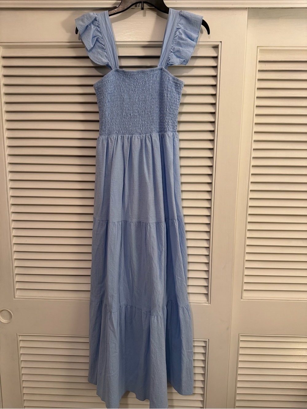 Light Blue Ruffle Strap Girls' Maxi Dress